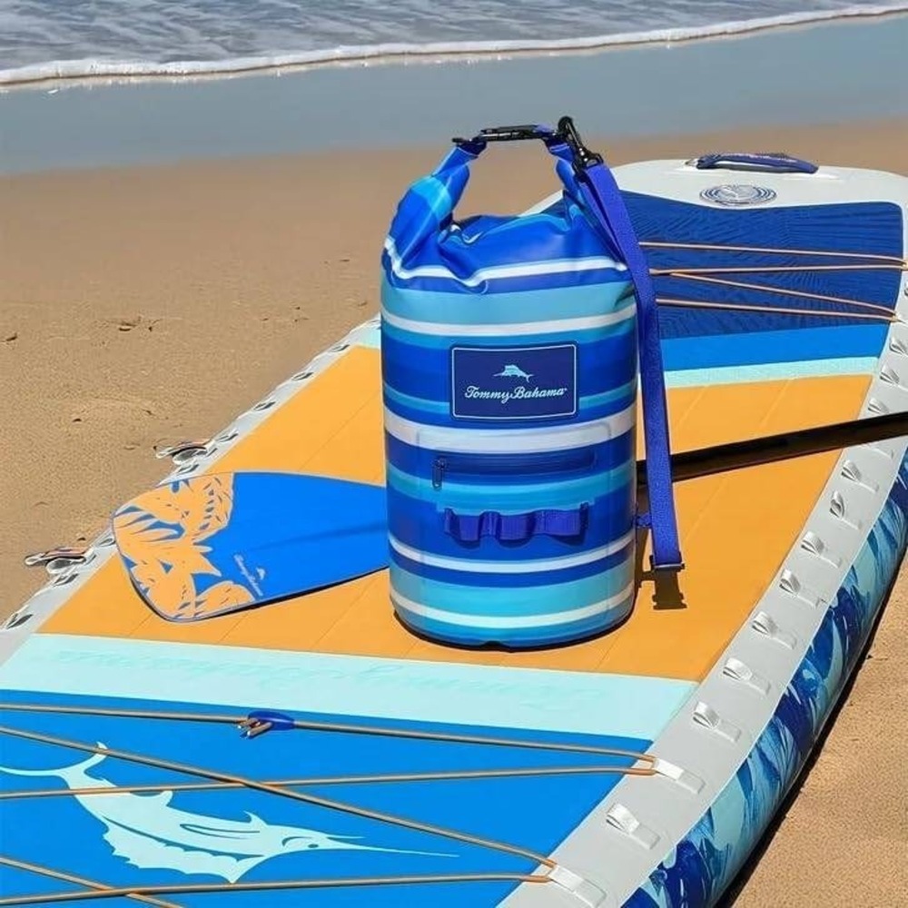 Tommy Bahama Blue Striped Waterproof Dry Bag Roll Top Beach Paddleboard Sack